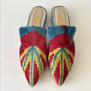 SUZANIART Velvet Mules Shoes Size 9